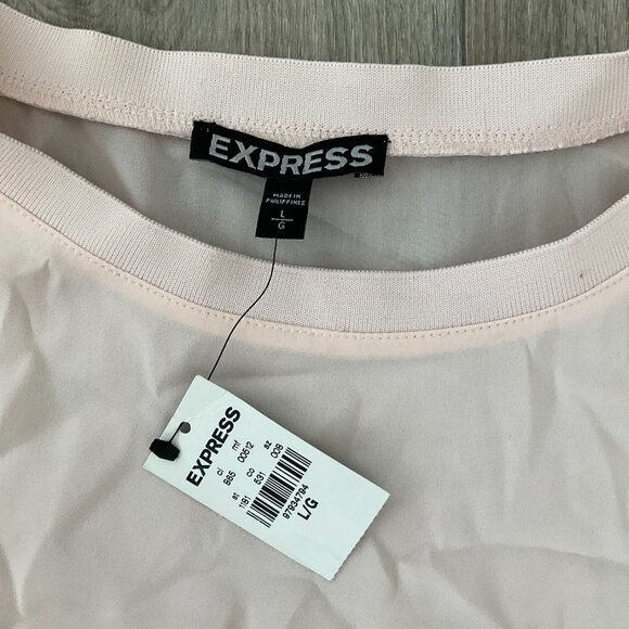 Express Sweater Women's Large Light Peach Sheer Crew Neck 3/4 Sleeve Career - Picture 3 of 7